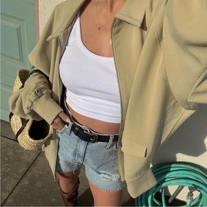 NWT Beige Twill Bomber Jacket